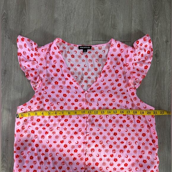 Pink Moon Floral Frill Sleeve Top-SZ 12 pink- ruffle- button up -valentine Linen - Picture 4 of 14